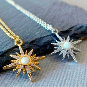 Opal CZ North Star Necklace - Silver